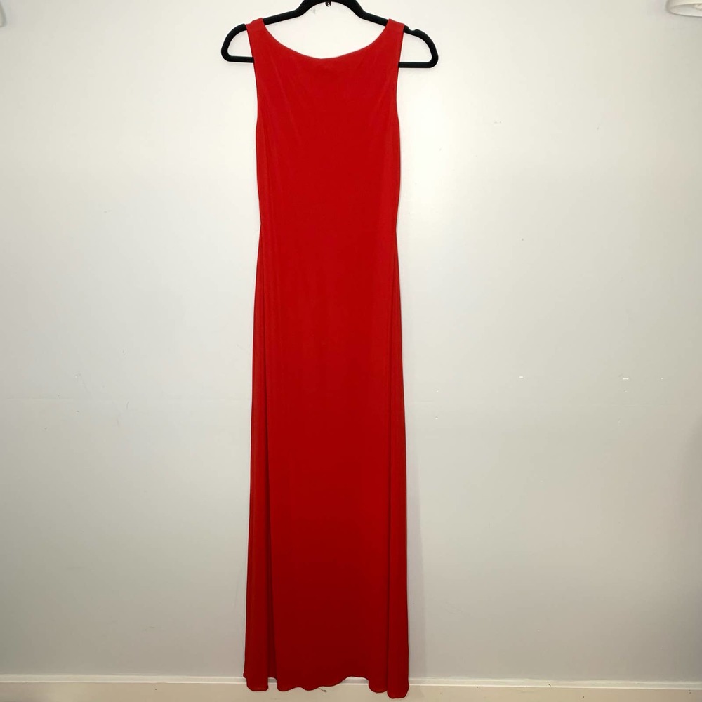 LAUNDRY by Shelli Segal Vintage Red Lined Plunge Back Maxi Formal Dress Size 8